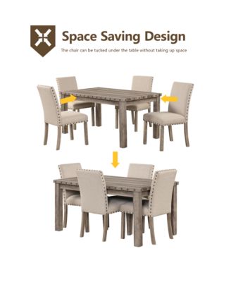 5-Pc Set Farmhouse Dining Table & Upholstered Chairs with High Back for Kitchen or Family Meals