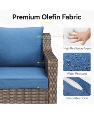 Slimline Brown Wicker Patio 2-Piece Swivel Chairs Outdoor Rocking Chair with Thick Deep CushionGuard Olefin Cushion