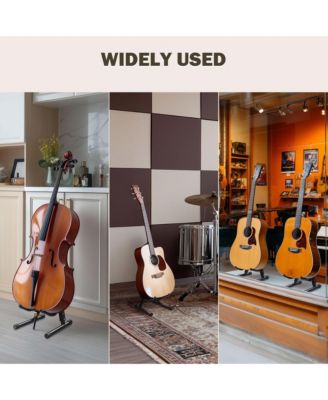 Universal Rectangular Electric Guitar Hard Case w/ Folding Guitar Floor Stand