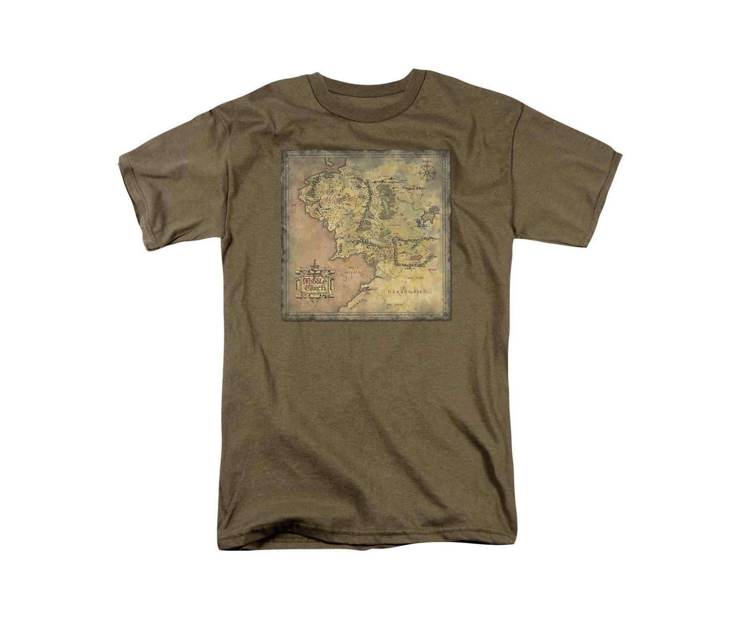 Мужская футболка Lord Of The Rings The Middle Earth Map, цвет: Песочный зелёный — фото 1