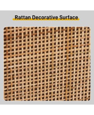 Shoe Cabinet with 2 Rows of 4 Dump Buckets High Feet Arched Rattan Surface