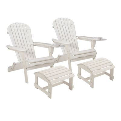 Foldable Adirondack Chair With Cup Holder Conversation Set