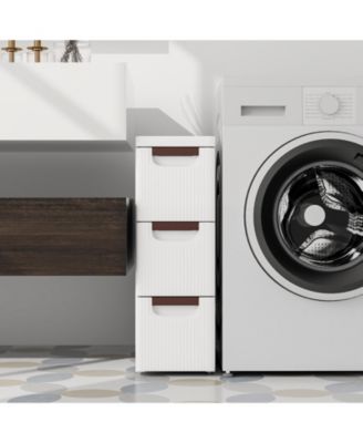 Drawer Rolling Organizer Unit Narrow Storage Cabinet with Built-In Wheels for Small Space