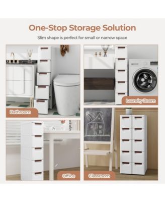 Drawer Rolling Organizer Unit Narrow Storage Cabinet with Built-In Wheels for Small Space