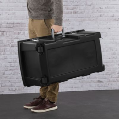 Wheeled Footlocker, Plastic Utility Storage Container, Black, 3 Pack