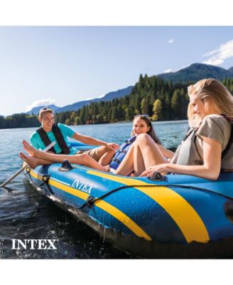 68370EP Challenger 3 Inflatable Raft Boat Set With Pump And Oars, Blue