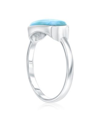 Sterling Silver, Oval Shaped Larimar Ring