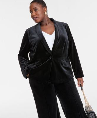 Plus Size Velvet Blazer & Wide-Leg Pants, Macy's Exclusive