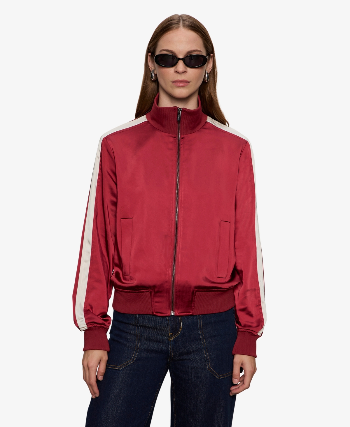 Sanctuary Women's Long Sleeve Satin Track Jacket In Red