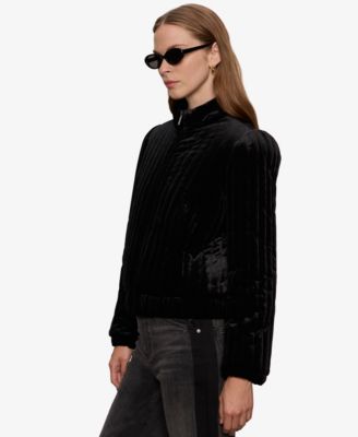 Women's Long Sleeve Quilted Velvet Jacket