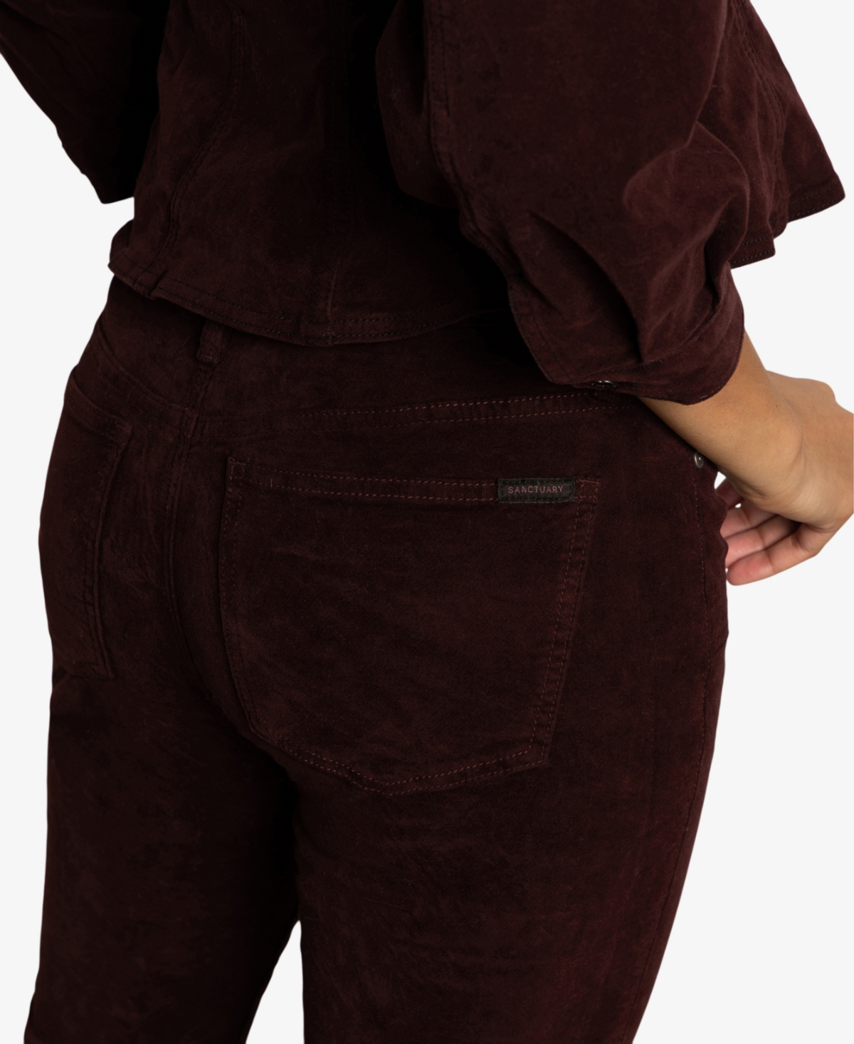 Sanctuary Women's Velveteen Brook Bootcut Stretch Pants In Burgundy