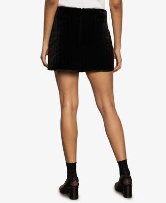 Women's Quilted Velvet Stretch Mini Skirt