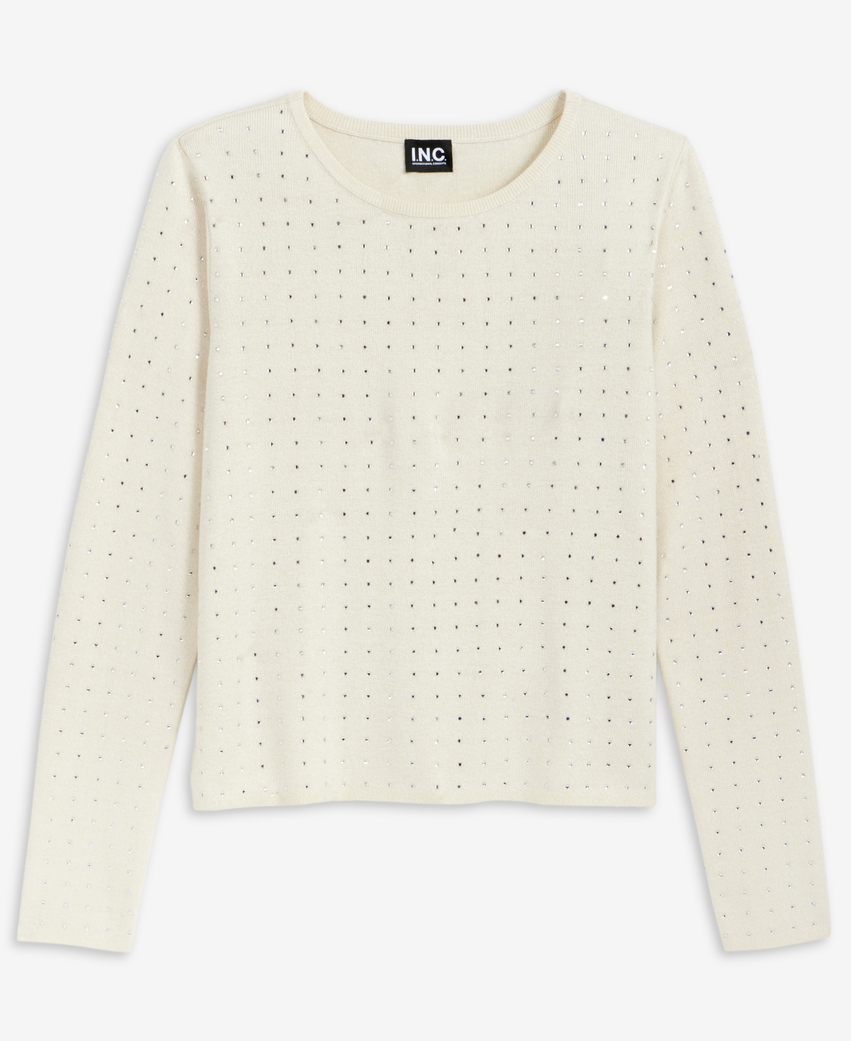Inc International Concepts Women's Rhinestone Scoop-neck Sweater, Macy's Exclusive In White