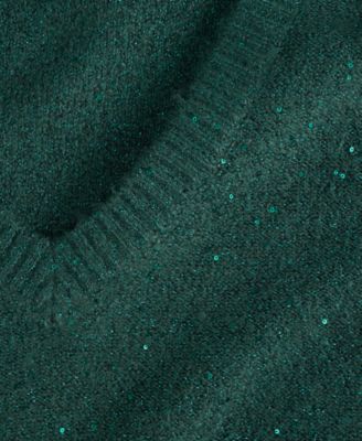 Women's Roving Sequin V-Neck Sweater, Macy's Exclusive