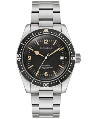 Men's Vintage Sport Sea Hunter Silver-Tone Stainless Steel Bracelet Watch, 39mm