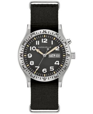 Men's Vintage Casual Lite Up Black Nylon Strap Watch, 39mm