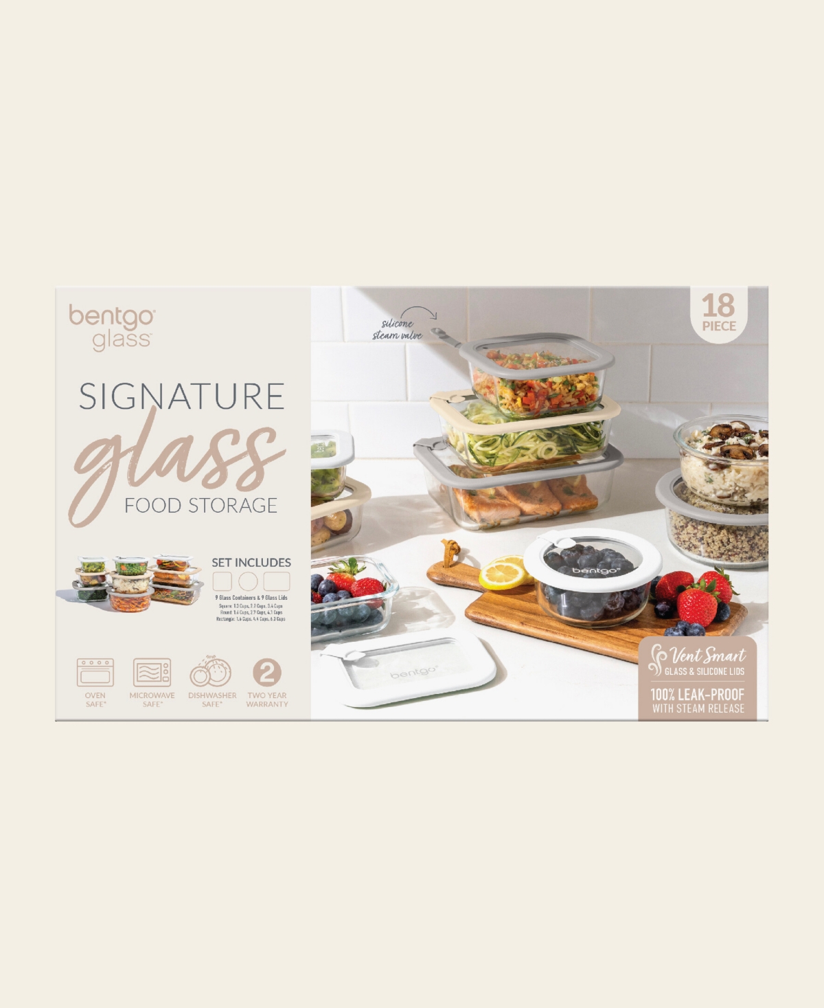 Bentgo Signature 18-pc. Glass Food Storage Set In Transparent