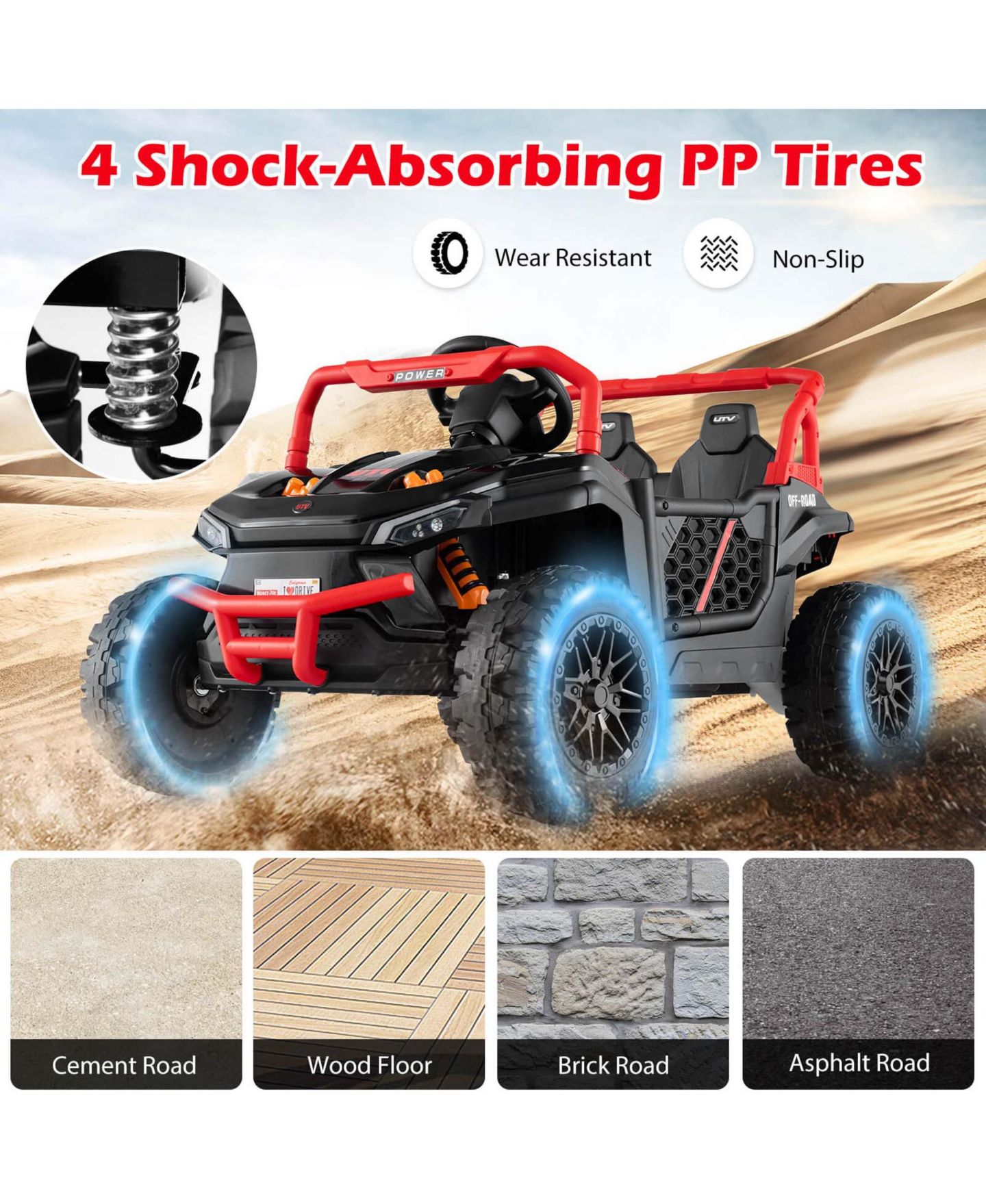 Детская игрушка Costway 12V Parental Remote Control Ride on Truck, цвет: Красный — фото 6