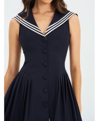 Women's Calliope Navy Sailor Pleated Mini Dress