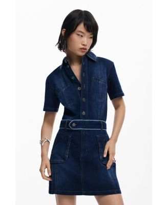 Women's Short denim dress with belt