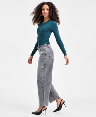 Women's Rhinestone Embellished Barrel-Leg Jeans, Macy's Exclusive