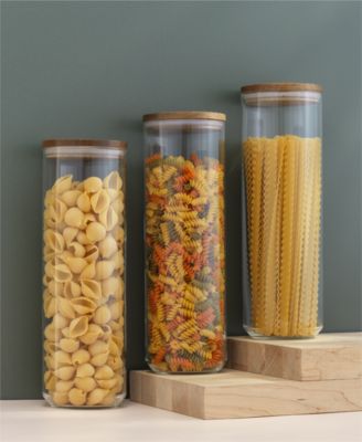 Holden Stackable Glass Storage Canister with Wood Lids, Set of 3