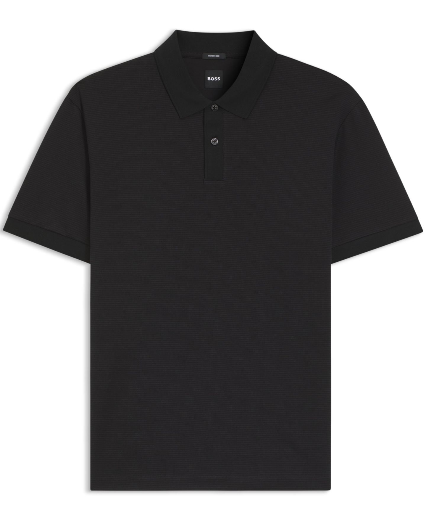Мужское поло Hugo Boss Mercerised-Cotton Polo Shirt, цвет: Чёрный — фото 3
