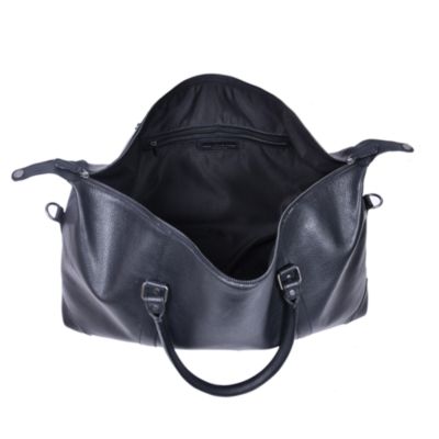 Black Full-Grain Leather Travel Duffel Bag