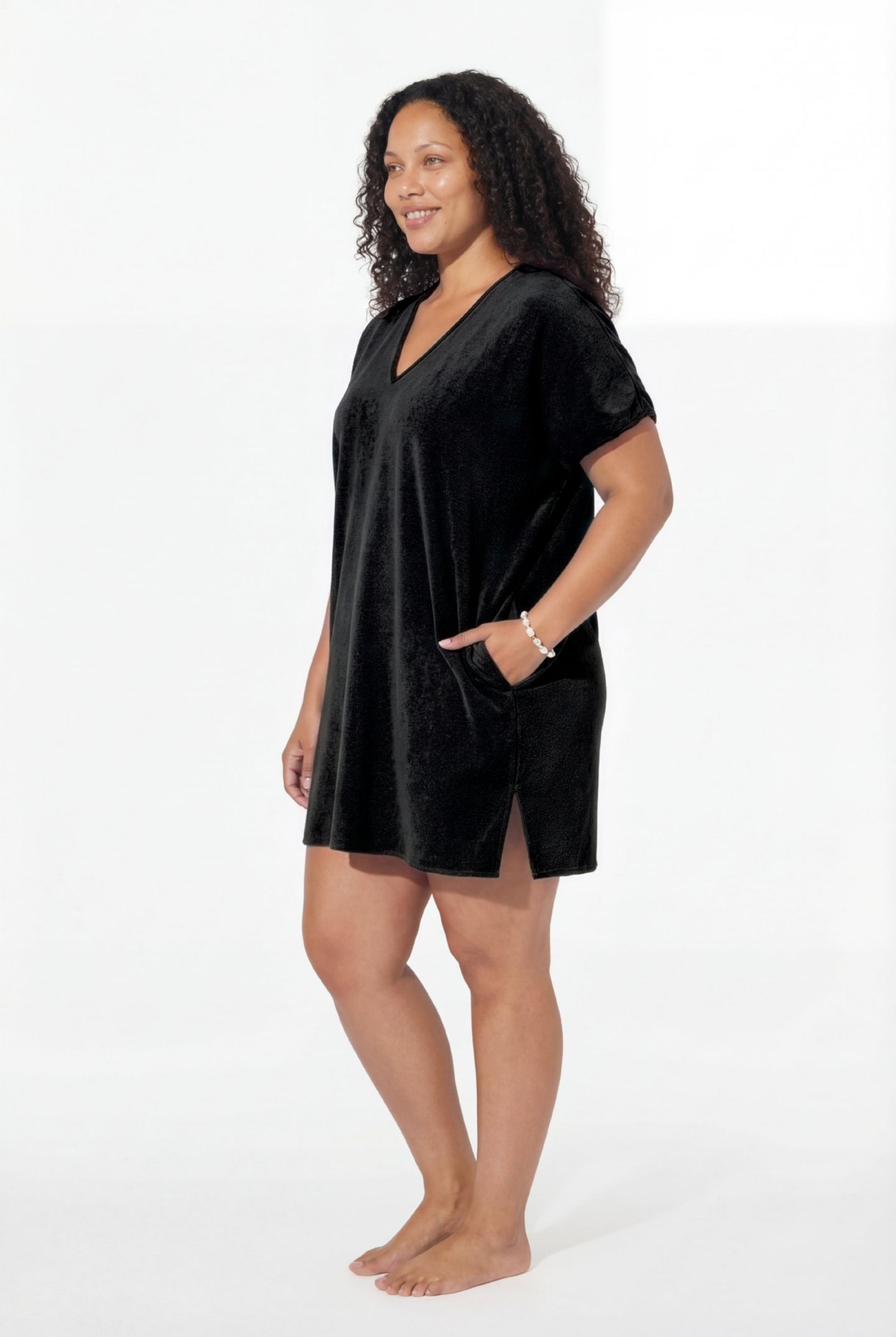 Пляжная накидка Tunic, махра — Swimsuits for All, цвет: Чёрный — фото 3