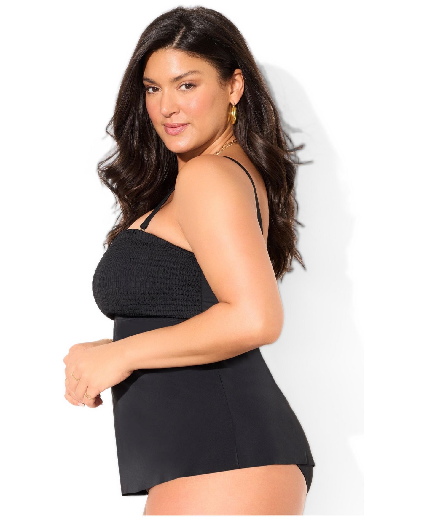 Верх бикини, бандо, танкини, со сборками — Swimsuits for All, цвет: Чёрный — фото 3