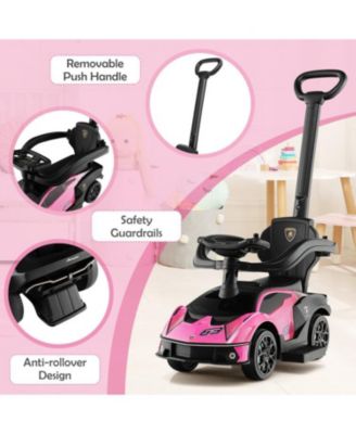 3-in-1 Licensed Lamborghini Ride on Push Car with Handle Guardrail