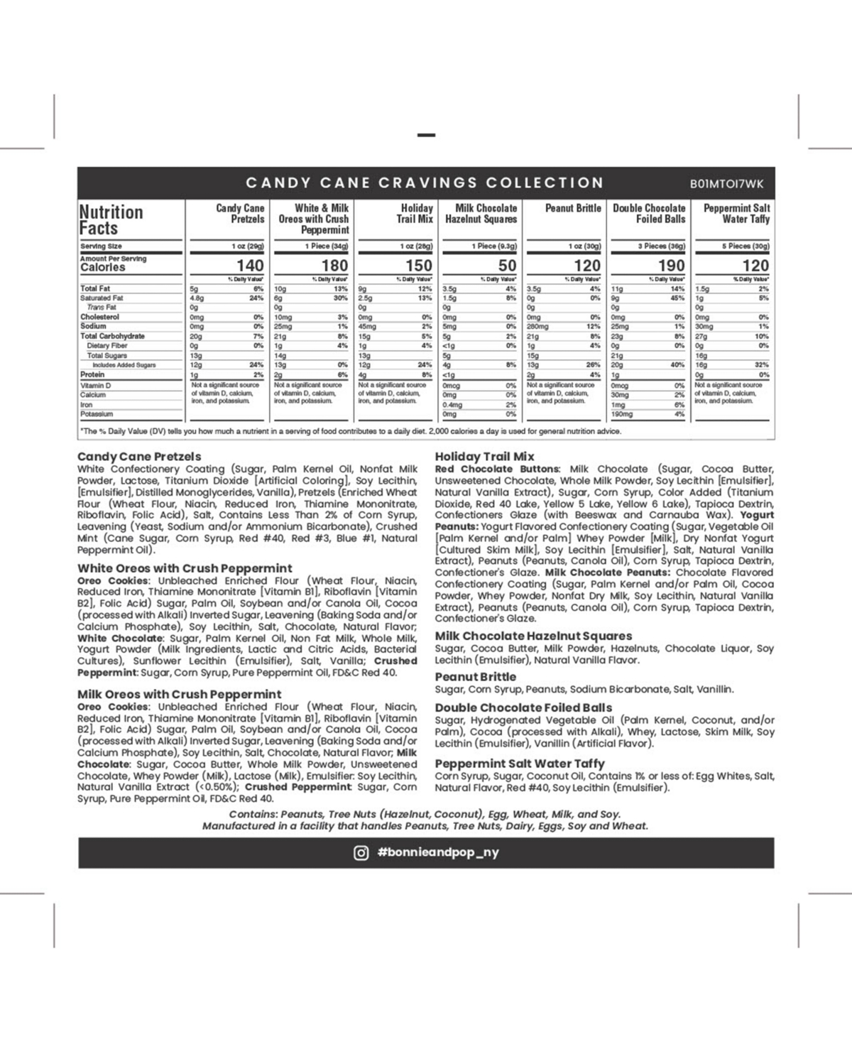 Bonnie & Pop Christmas Peppermint Gift Tin, 7 Sections In Transparent