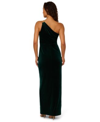 Women's Asymmetric One-Shoulder Velvet Gown