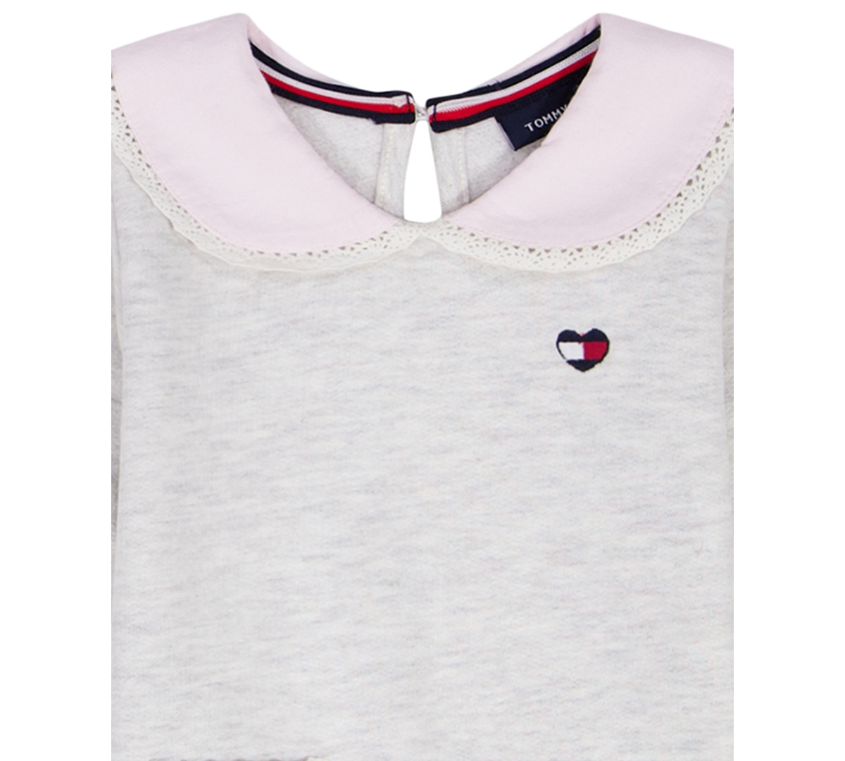 Tommy Hilfiger Baby Girls Oxford Peter Pan Collar Coverall In Gray