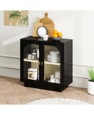 Storage Cabinet with Acrylic Door for Living Room 2 Door Storage Cabinet Sideboard Cabinet Entryway Cabinet, Black