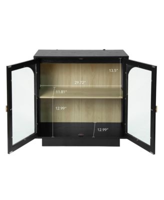 Storage Cabinet with Acrylic Door for Living Room 2 Door Storage Cabinet Sideboard Cabinet Entryway Cabinet, Black