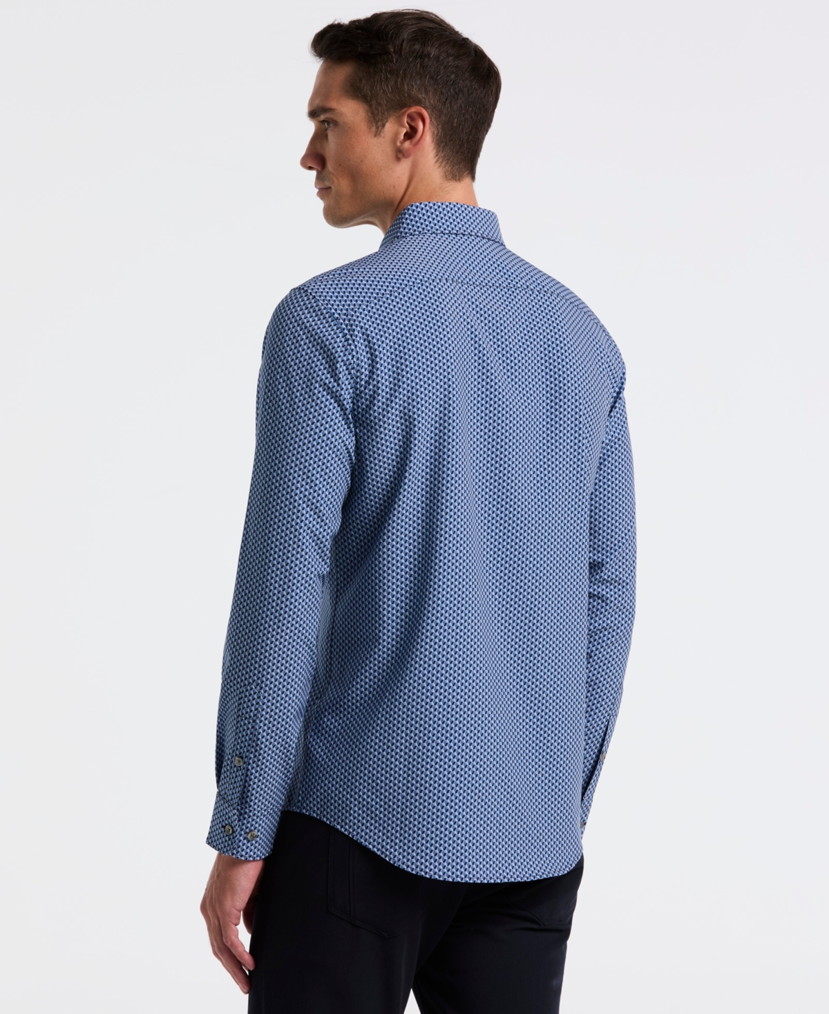 Perry Ellis Men's Slim Fit Total Stretch Geo Print Shirt In Blue