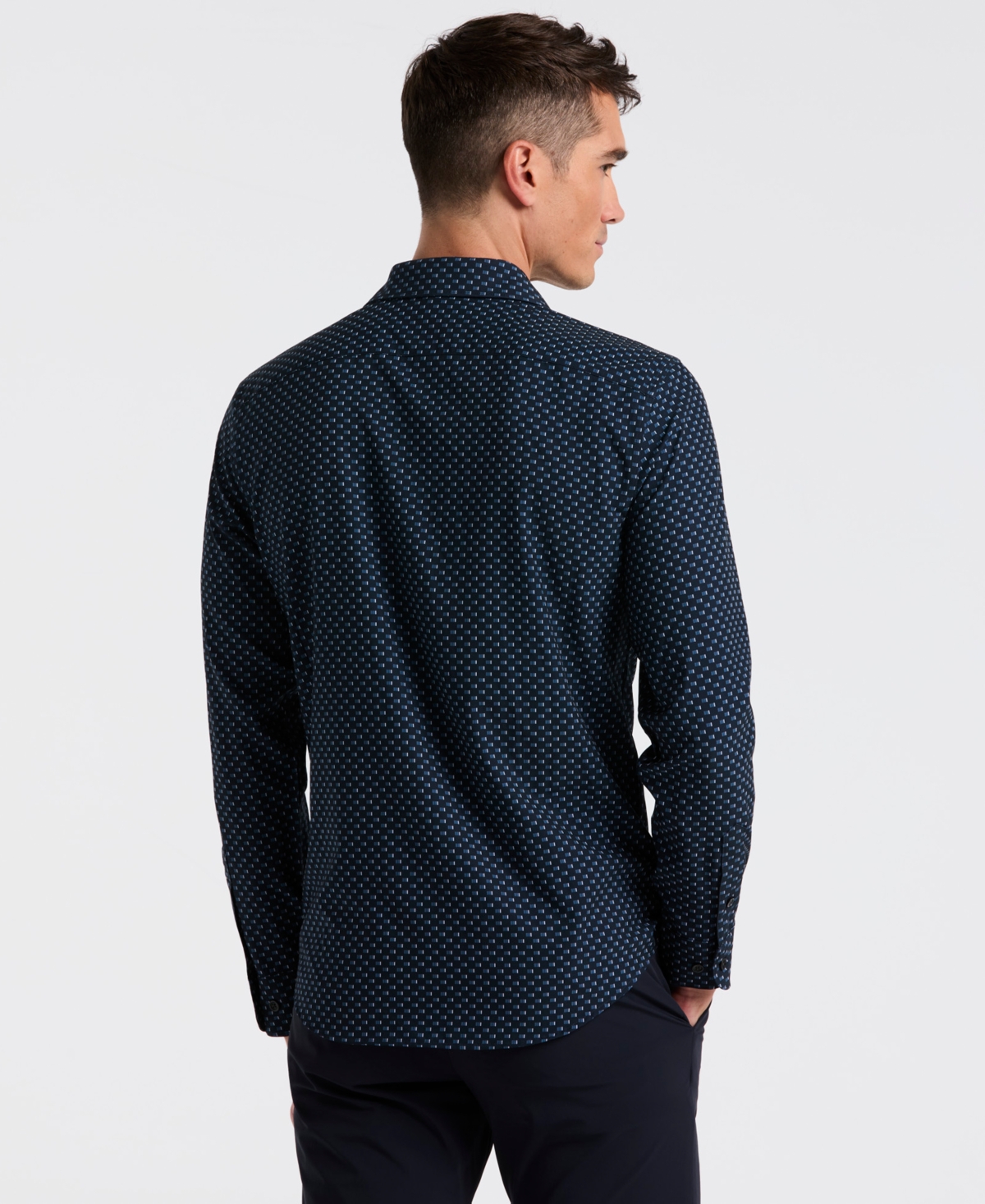 Perry Ellis Men's Grid Geometric Print Shirt In Blue