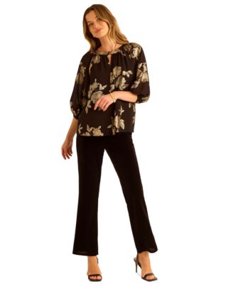 Women's Printed Puff Sleeve Top