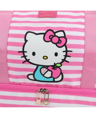 Character 17" Pink & White Striped Duffle Bag