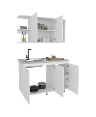 Desert Hills Multifunctional Kitchen Cabinet Set with Ample Storage,  White