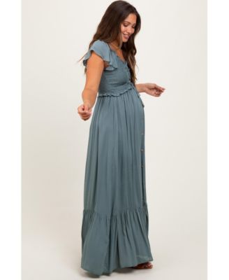 Maternity Smocked Top Woven Maxi Dress