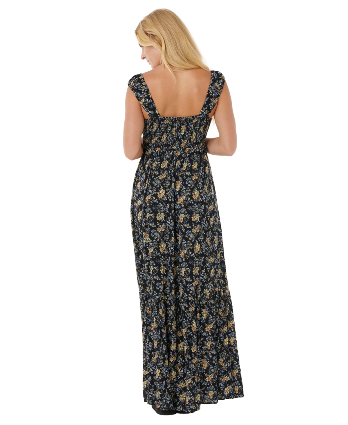 Rip Curl Pacific Rider Ditsy Maxi Sundress In Black