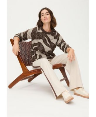 Abstract Modern Animal Feather Knit Pull-Over