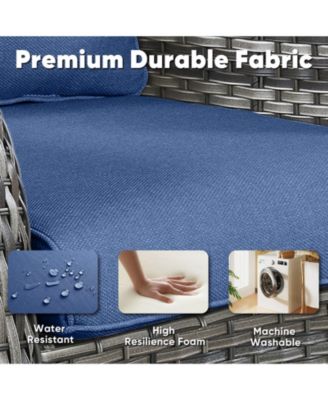 ArcLine Brown Wicker Swivel Glider Outdoor Rocking Chair with CushionGuard Blue Cushion (2-Pack)