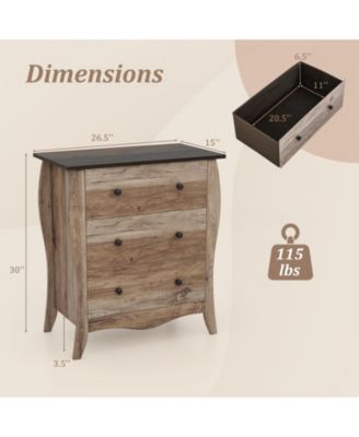 Dresser for Bedroom with 3 Folding Fabric Drawers and Anti-tipping Kit