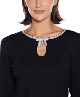 Women's Embellished Keyhole-Neck Sweater