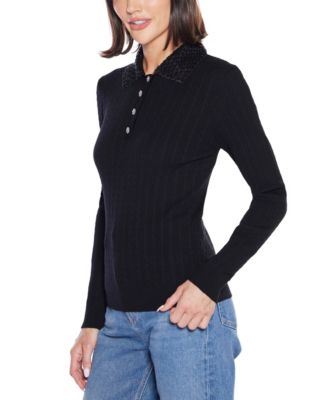 Women's Black Label Beaded Collar Sweater