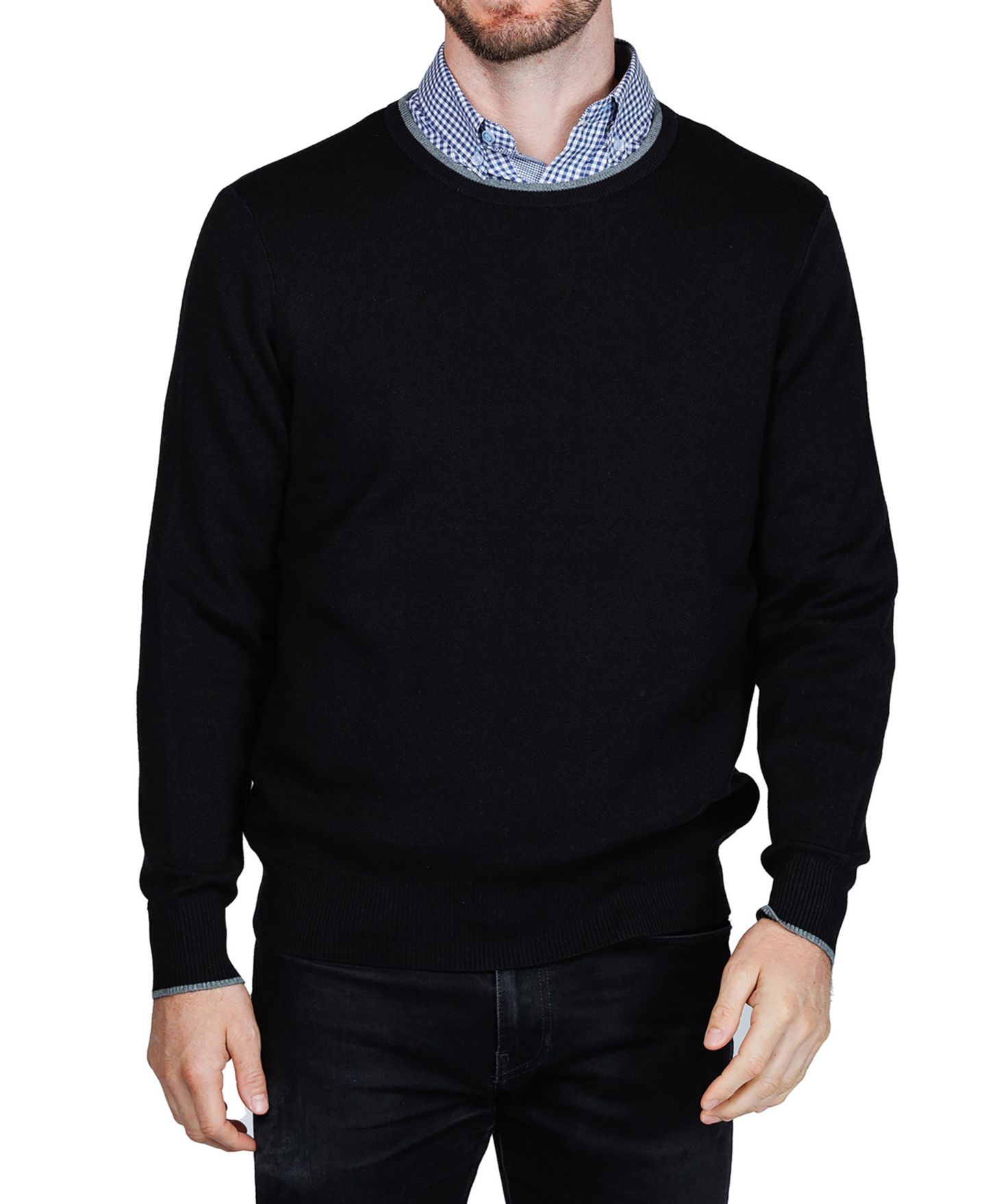 Мужской свитер Tailorbyrd Fine Knit Crew Neck, цвет: Чёрный — фото 1