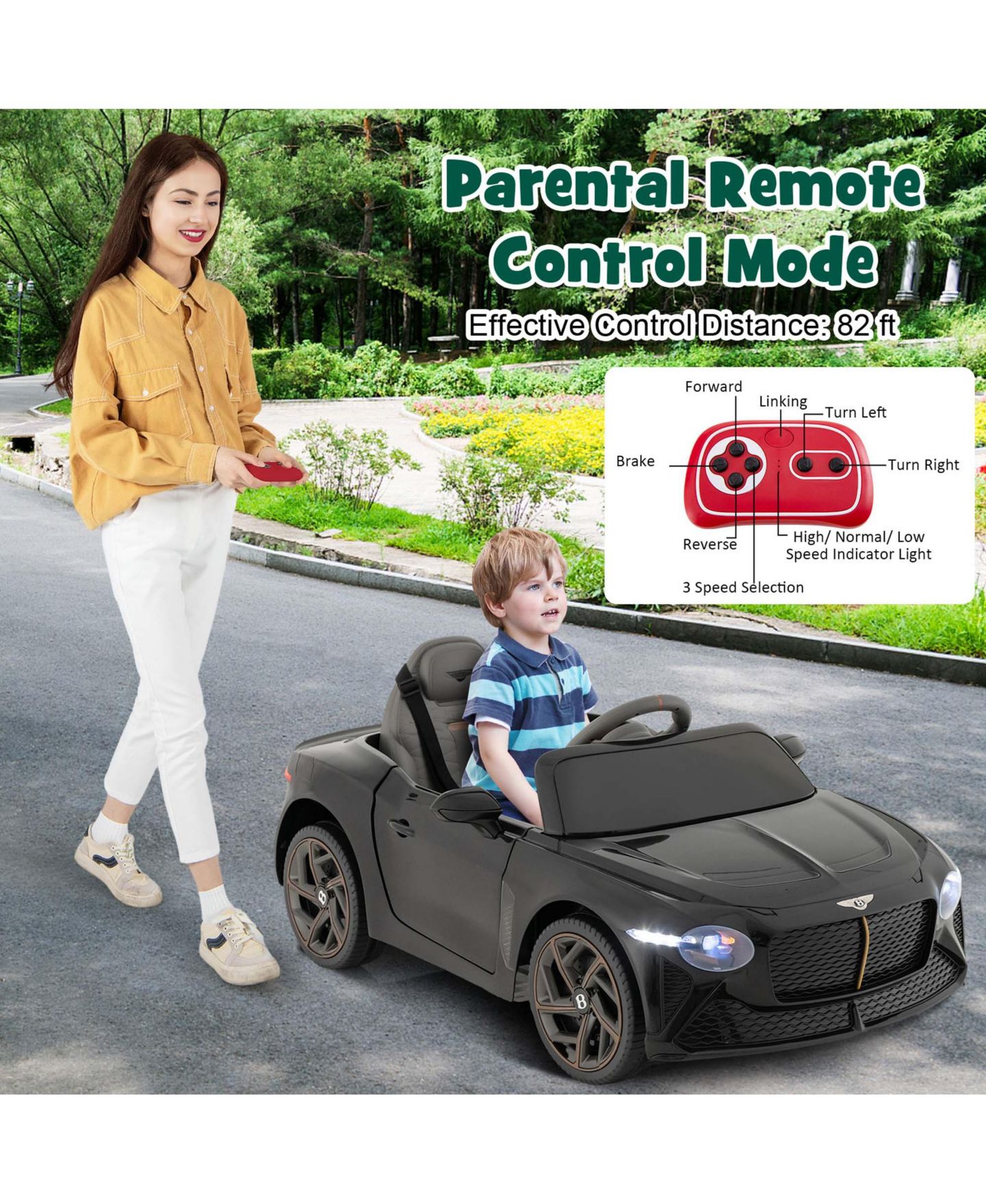 Детская игрушка Costway 12V Licensed Bentley Bacalar Kids Electric Ride-on Car with Remote, цвет: Чёрный — фото 3
